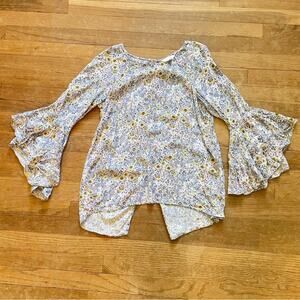 LC Lauren Conrad floral flower high low blouse shirt top size small S b24